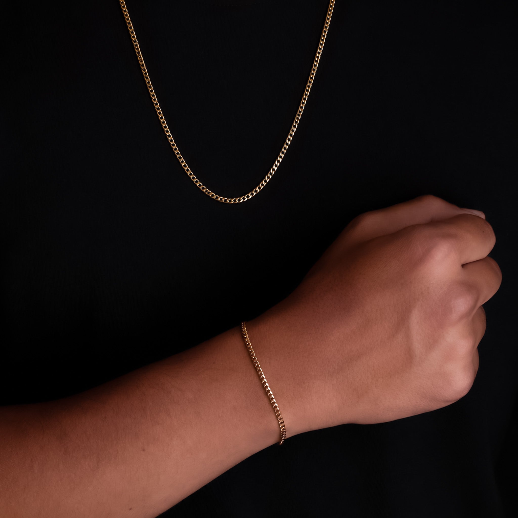 Combo Cadena Cubana Hombre + Pulsera